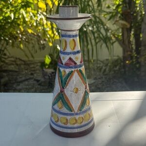 Vintage Italian Ceramic Candlestick Fratelli Fanciullacci Company, made in Italy